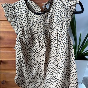 J. Crew Tan and Black Spotted Blouse